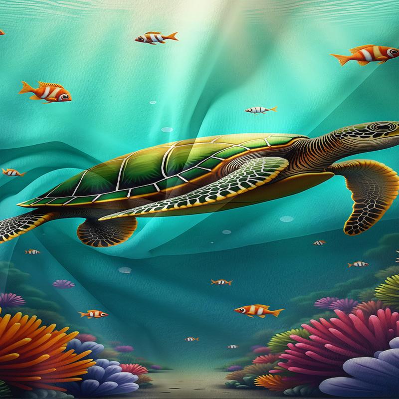 3Pcs Minimalist Modern Duvet Cover Set, 3D Deep Sea Turtle Pattern 1 * Comforter Cover+ 2 Pillowcases, No Insert Included