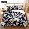 Floral Bedding Set Botanical Duvet Cover Queen Soft Boho Rose Flowers Leaves Print Comforter Cover For Kids Teens Adults Decor