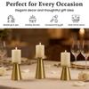 3PCS Gold Iron Candle Holder Set, Pillar Plate Stand for LED Wax Elegant Candle Stand for LED & Wax Candles, Incense Cones, Spa, Weddings