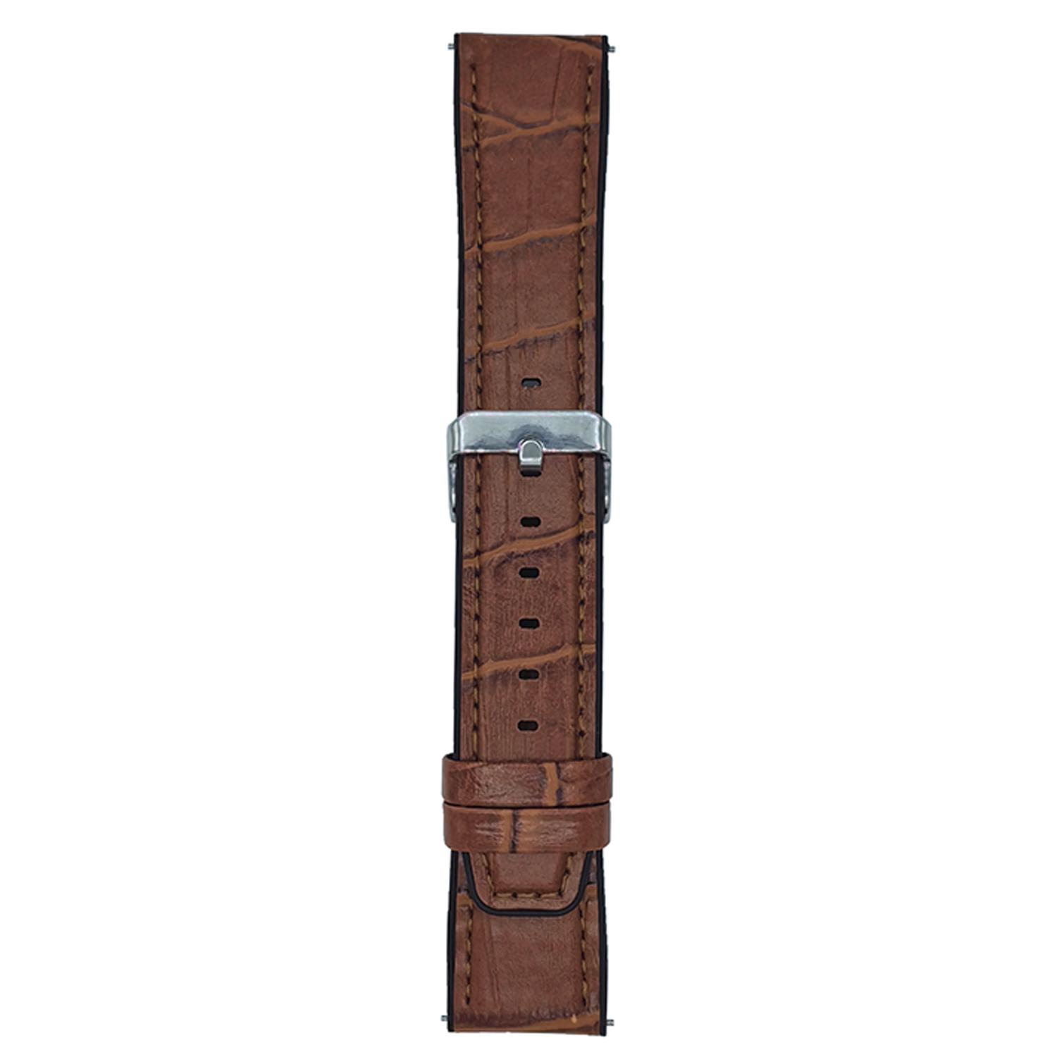 

22mm Replacement Strap for Huawei Watch GT 5 46mm/Samsung Galaxy Watch3 45mm Bamboo Texture PU+Silicone Watch Band Dark Brown