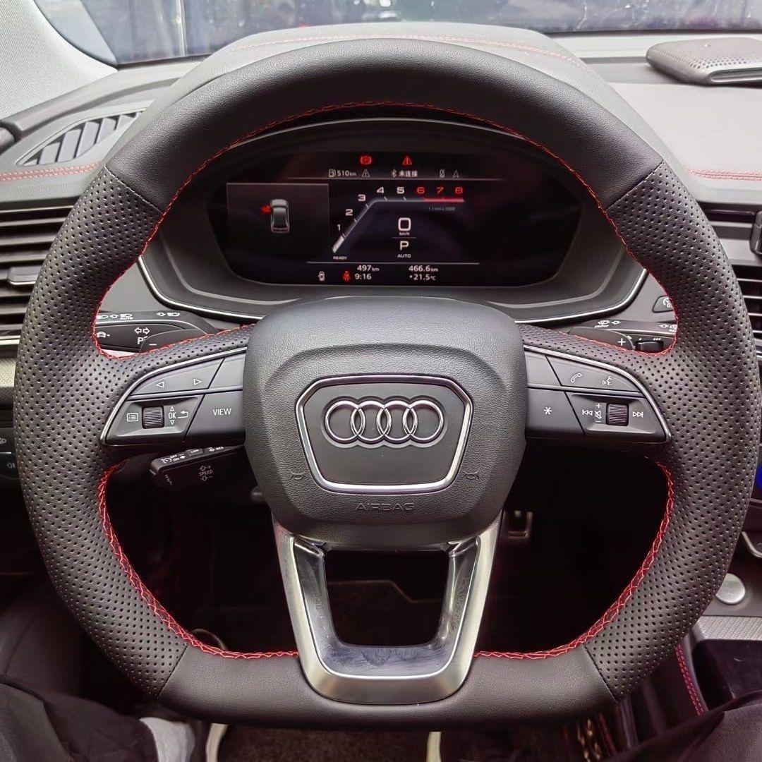 

L6F hand-stitched leather steering wheel cover, non-slip, wear-resistant, sweat-absorbent; compatible with Volkswagen, Toyota, and Honda. Default Size