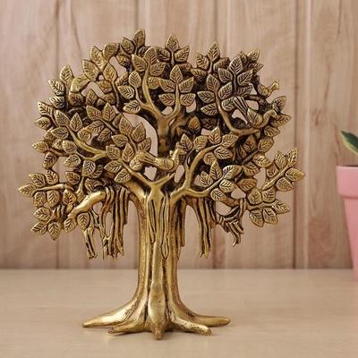 Árvores da Vida Kalpavriksha de latão puro Decoração para casa Presente para boa sorte Vastu e Fengshui Melhor em decoração de mesa de sala de estar com polonês