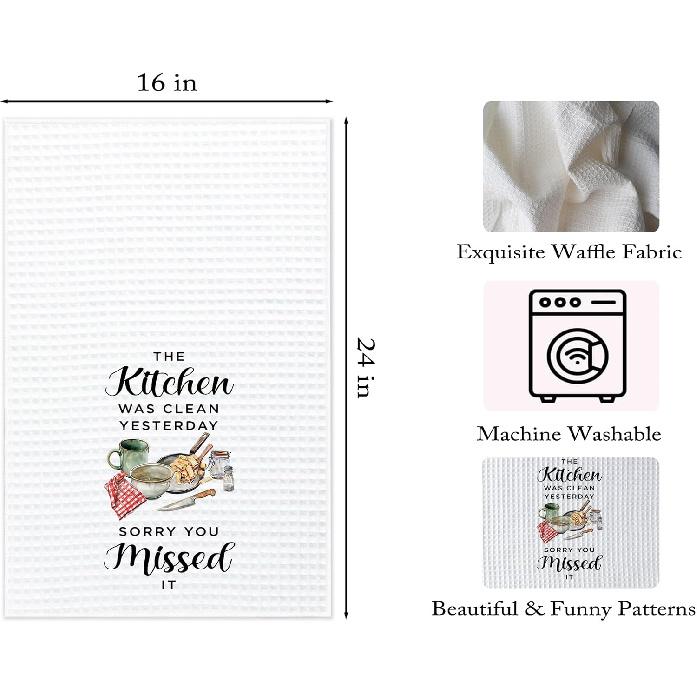 HONLUNG Funny Kitchen Towels Set of 2, Funny Gifts for Hostess Dish Towels Drying Cloth for Kitchen, Sarcastic Housewarming Gifts for Women