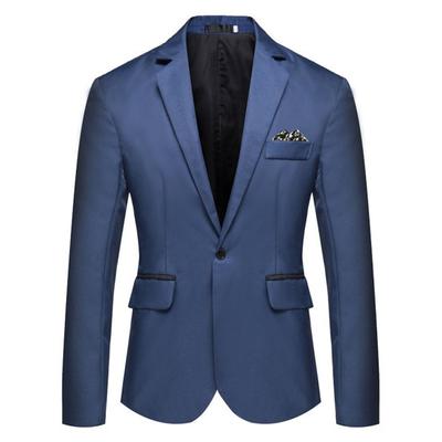 Erkek Takım Elbise Ceket Resmi İş Tarzı Tek Düğme Hırka Slim Fit Uzun Kollu Turn-down Yaka Düz Renk Damat Sağdıç Düğün Takım Elbise Ceket