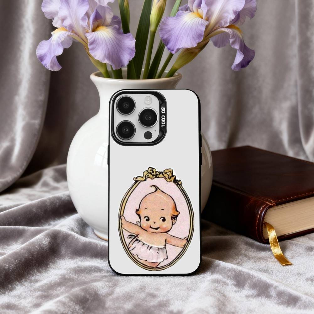 

K-Kewpie Cute A-Angel baby C-Clear Phone Case For iPhone17,16,15,14,13,12,11 Plus,Pro Max Candy Silver Plated Inside Cover iPhone15promax