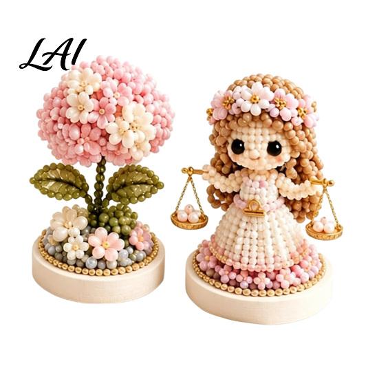 Handmade Zodiac Flower 12 Signs Bead Craft Kit DIY Beaded Garden 3D Astrology Kit with Pre-Sorted Beads Tools Project for Beginners Adults Teens