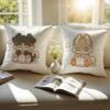 Cute Cure Animal Angry Art Cushion Cover Pillowcase Short Plush Invisible Zipper Room Sofa Cushion Cover