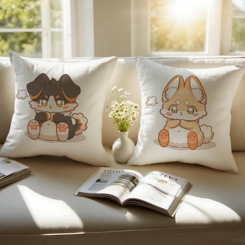 Cute Cure Animal Angry Art Cushion Cover Pillowcase Short Plush Invisible Zipper Room Sofa Cushion Cover