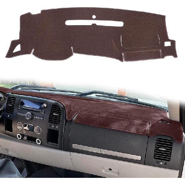Dashboard Cover For GMC Sierra And Chevrolet Silverado- Fits 2007-2013 Models With Two Glove Boxes.  Fit Dash Mat, Won'T Break Dash Sensors(Premium