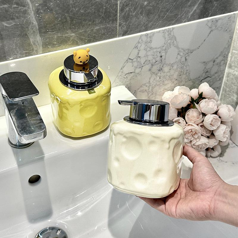 Creative Bubbling Bottle Hand Sanitizer Bottle Shampoo Shower Gel Bottles Bathroom Soap Dispenser Cheese Ceramic Lotion Bottles