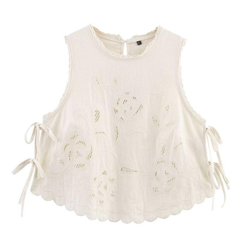 Kaslead New Women Clothes Western Style Versitile Fashion Bowknot Decoration Embroidery Top 7200221
