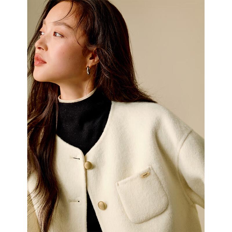 INMAN Women's Alpaca Blend Double-Faced Short Wool Coat