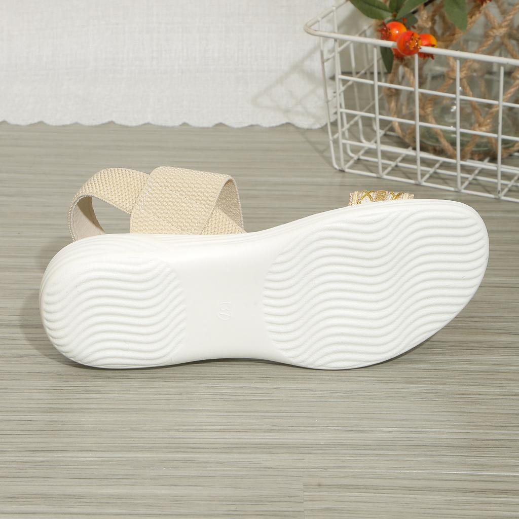 Women's New Casual Sports Style Sandals with Thick Sole and Flat Heel, Color Blocked Fly Woven Fish Mouth Sandals