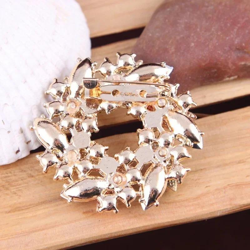 Women Concise Fashion Rhinestone Crystal Flower Wedding Bridal Bouquet Brooch Pins Brooches Accessories Creative Gift Decorative
