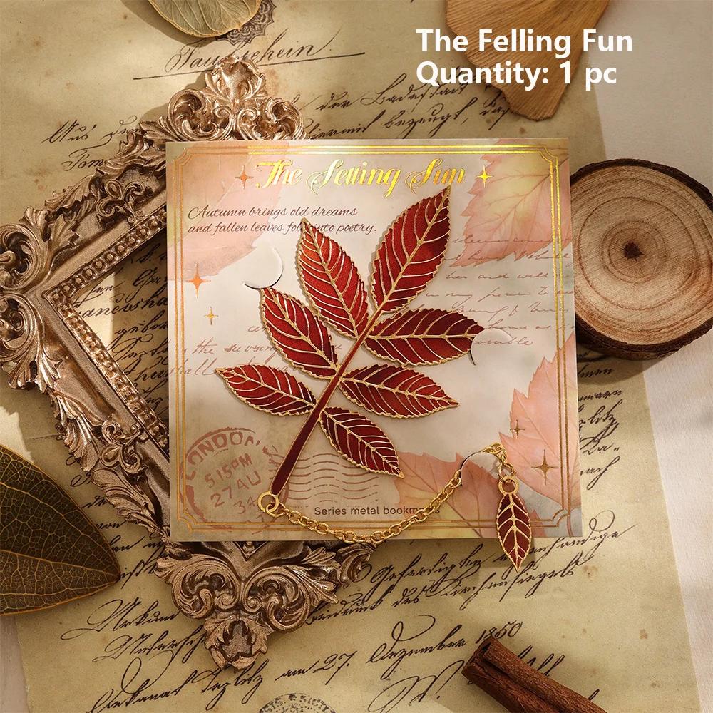 Metal Bookmark Vintage Leaves Bronzing With Metal Chain Pendant Bookmark Students Reading Tool For Book Club Lovers Friends