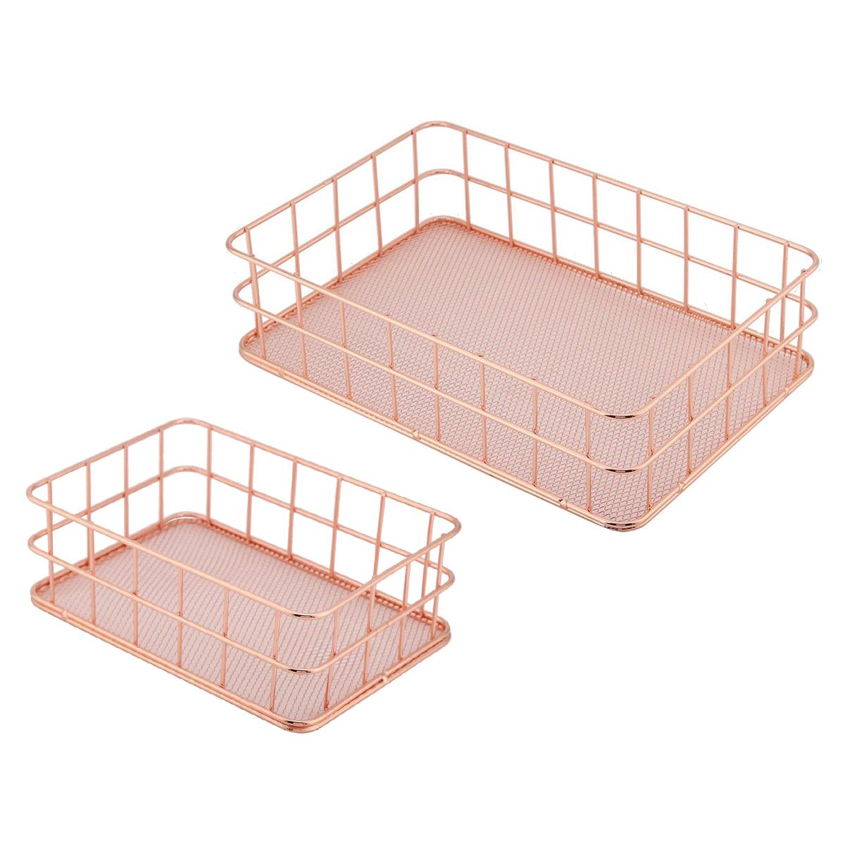 Leeseph 2 Pack Wire Mesh Basket Set Metal Desk Drawer Organizer Desktop Holder Lots for Storage and Organizing 2 Size 1854₽