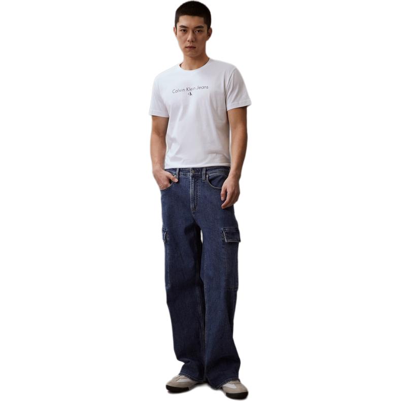Calvin Klein T-Shirt mit Logo-Print, Rundhalsausschnitt, kurzen Ärmeln, Unisex-T-Shirts, Weiß J318472YAF