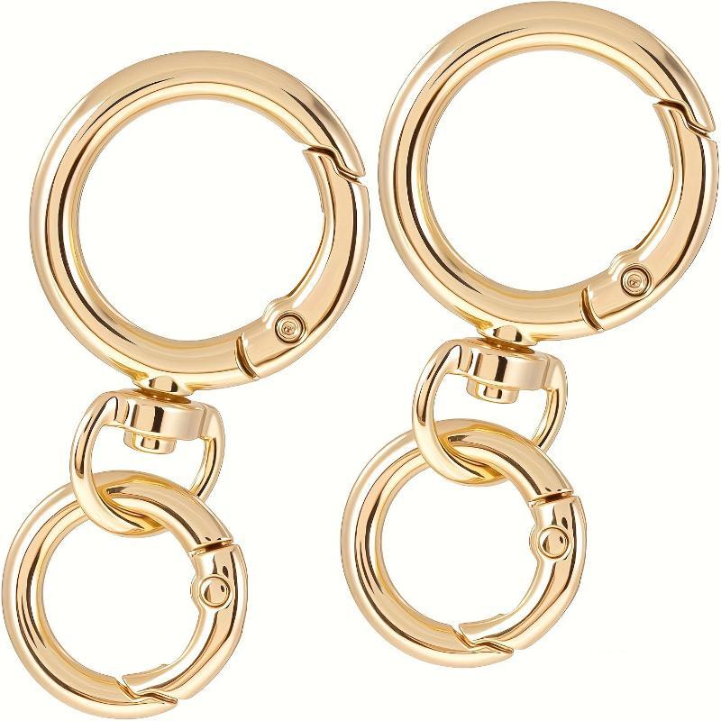 2Sets Round Spring Snap Carabiner Clip O Rings Swivel Trigger Hook Metal Clasps Keychain For Handbag Lanyards Diy Crafts