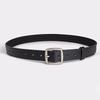 Solid Color Simple Womens Leather Look Belt With Geometric Design Metal Buckle