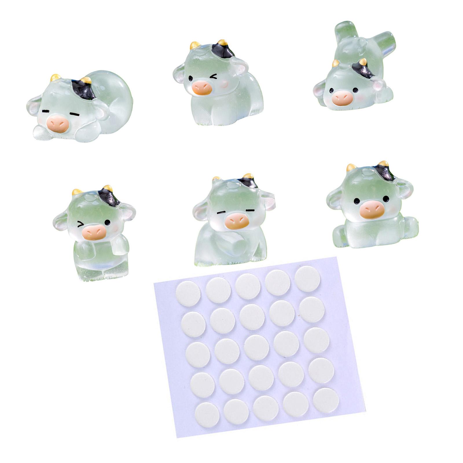 

Pack of 6 Glows in the Darks Cow Statues Luminous Cow Figures for Car Dashboards Rearview Mirror Creative Auto Decors