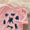 Unisex Retro Bawełniany Luźny T-shirt z Krótkim Rękawem dla Osób Plus Size