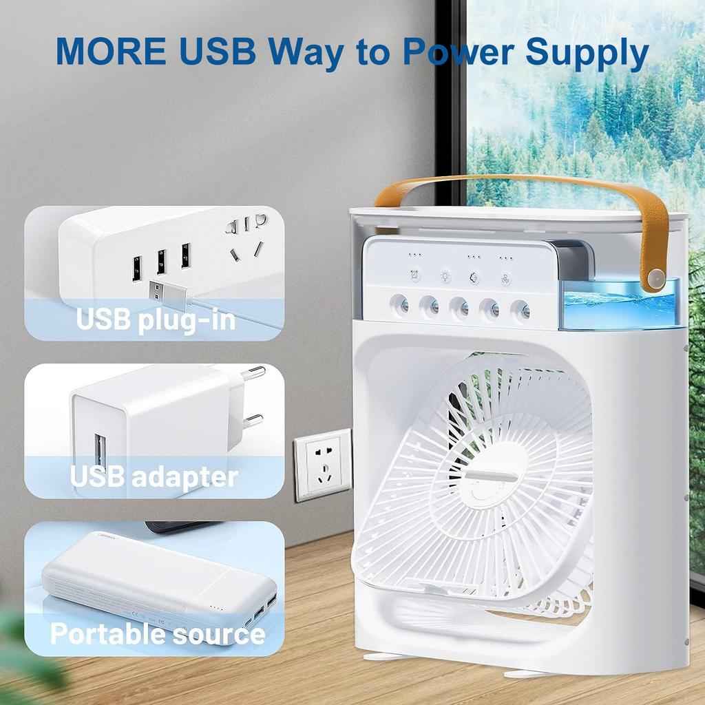3 In 1 Fan AIr Conditioner Household Small Air Cooler LED Night Light Humidifier Air Cooler Fan Adjustment Home Fan Dropshipping