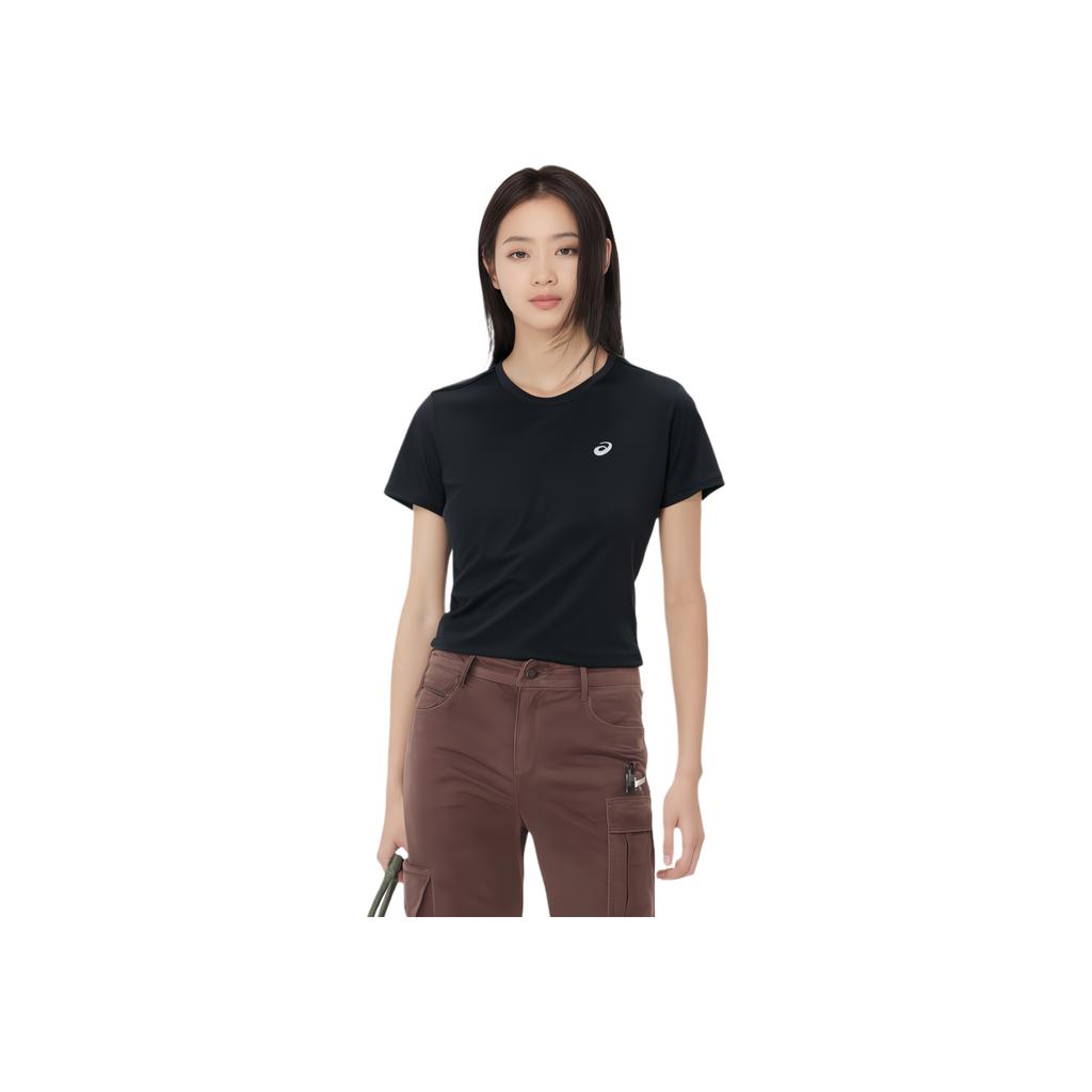 Asics Moisture Wicking Quick Dry Round Neck Sports Short Sleeve T-Shirt Women Tops Black 2012D164-001