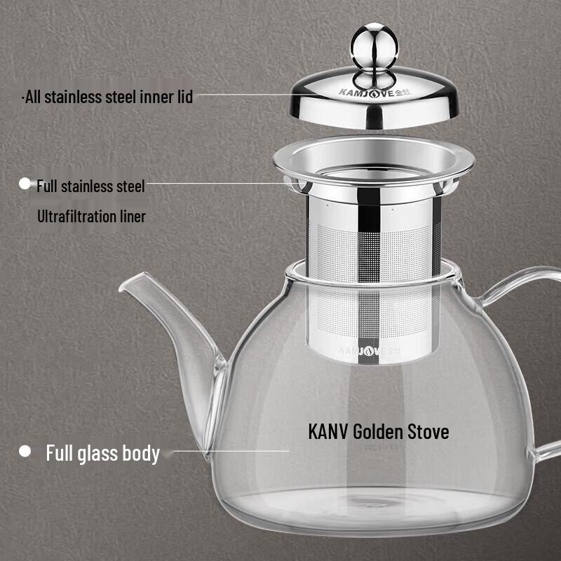 Jinzhao Heat-Resistant Glass Teapot with Stainless Steel Infuser