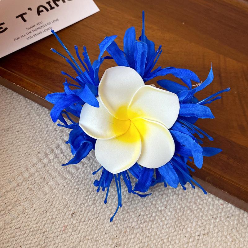 Fairy Chiffon Pearl Flower Tassel Hair Clip - Vacation Style Duckbill Bangs Accessory