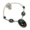 Natural Labradorite Gemstone 925 Sterling Silver Jewelry Necklace 18" ASN-6111