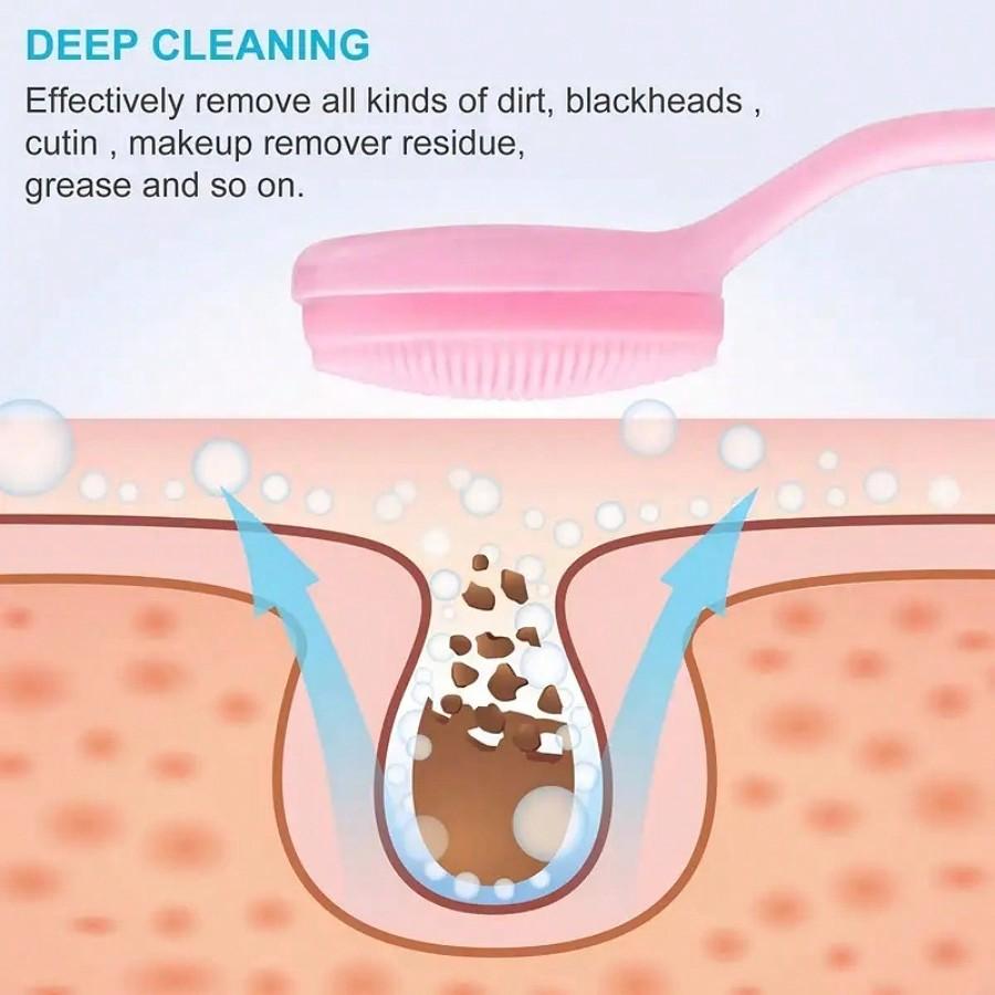 1pc Facial Brush Silicone Facial Cleansing Brush Manual Skin Silicone Exfoliating Brush Handheld Face Scrubber Reusable Facial Cleansing Brush