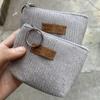 Corduroy Coin Purse  Flannel Zipper Bag  Cloth Label Striped Coin Bag  Girl Small Wallet  Storage Key Case