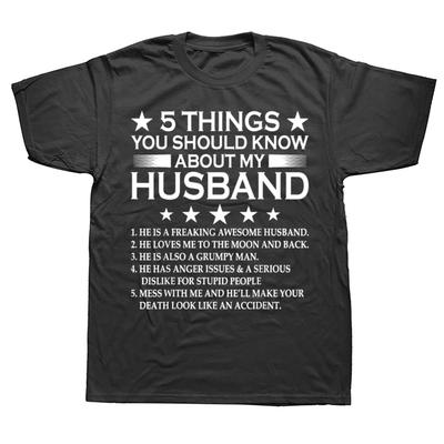 Camisetas Divertidas para Hombre '5 Cosas que Debes Saber sobre Mi Marido Matrimonio' Humor Streetwear Camisa de Manga Corta Unisex Ropa Holgada