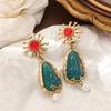 Facial Features Fashionable Nose Devil's Eye Earrings Vintage Flowers Light Luxury Gorgeous Tassel Pearl