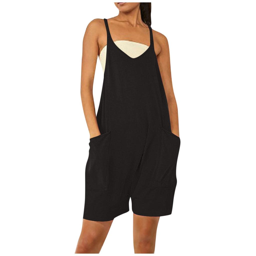 Jumpsuits für Damen, Sommer, lässig, ärmellos, verstellbarer Schultergurt, lose Strampler, Damenmode, bequeme Overalls, Hosen, Shorts