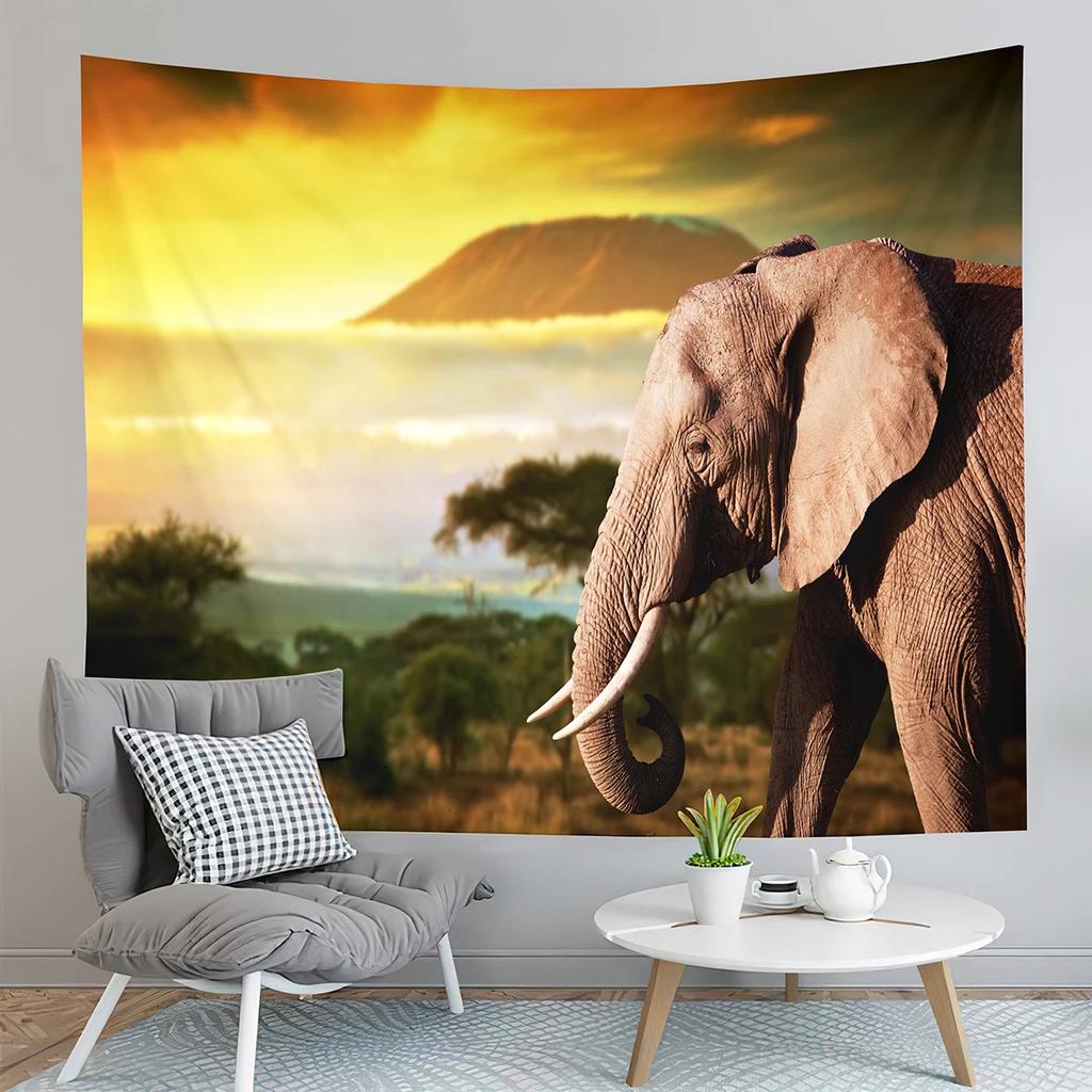 Elephant Tapestry African Animal Tapestry Nature Wildlife Tapestry Creativity Tapestries Home Living Room Bedroom Dorm Decor