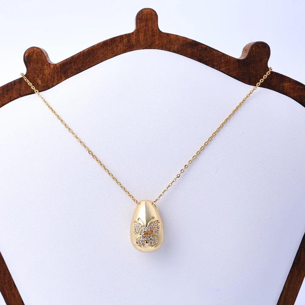 Cross-border Set High-quality Water Drop Titanium Steel Necklace Does Not Fade and Is Plated with 18K Gold