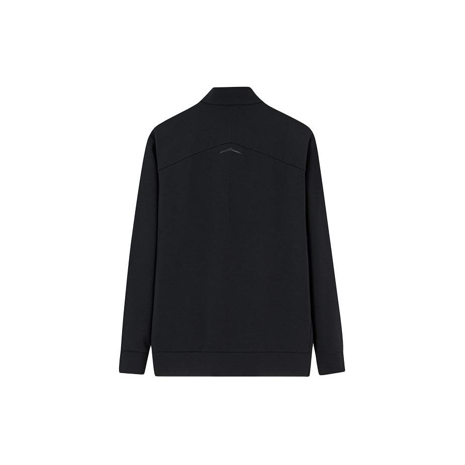 Anta Champion All-Weather Series Solid Color Zip-Up Stand Collar Knitted Sports Jacket Men Jacket Black 152410703-4