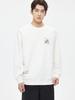 Men's White Embroidered Round Neck Hoodie - Spring/Autumn 2025, Slightly Loose Fit, Long Sleeve
