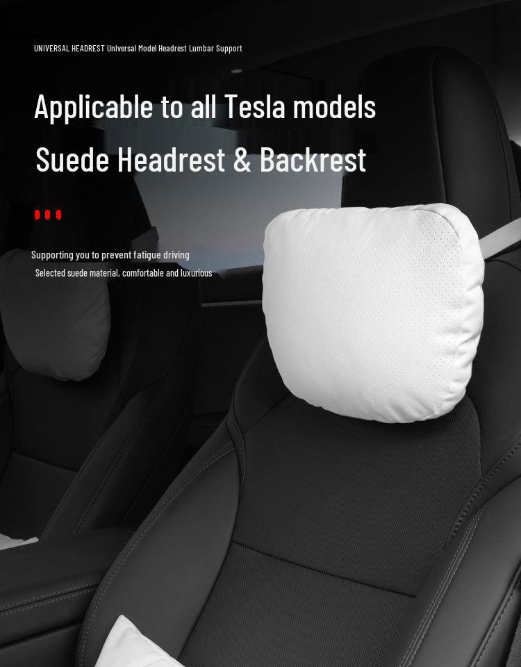 High-End Suede Neck & Lumbar Support Pillow for All Tesla Models