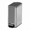 Square Stainless Steel Trash Can with Lid OdorControlling Compact Rectangular Pedal Bin Hands
