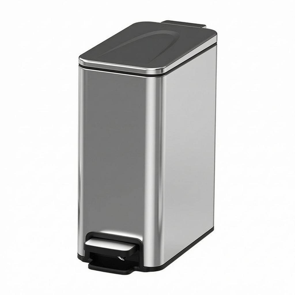 Square Stainless Steel Trash Can with Lid OdorControlling Compact Rectangular Pedal Bin Hands