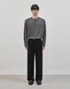WORK ON BODY OFF Rested Semi-Overfit Henley Neck Knit [Charcoal]