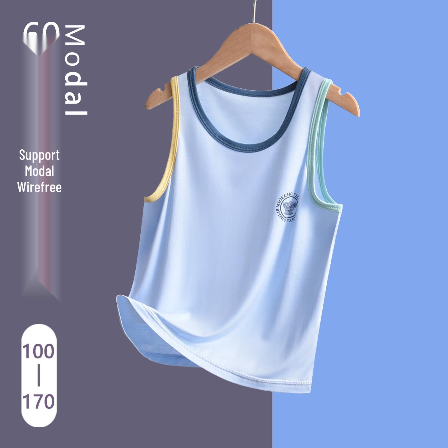 Kids Sleeveless Modal Vest: Lightweight Summer Underwear for Boys 110cm - From 24.9 светло-синий