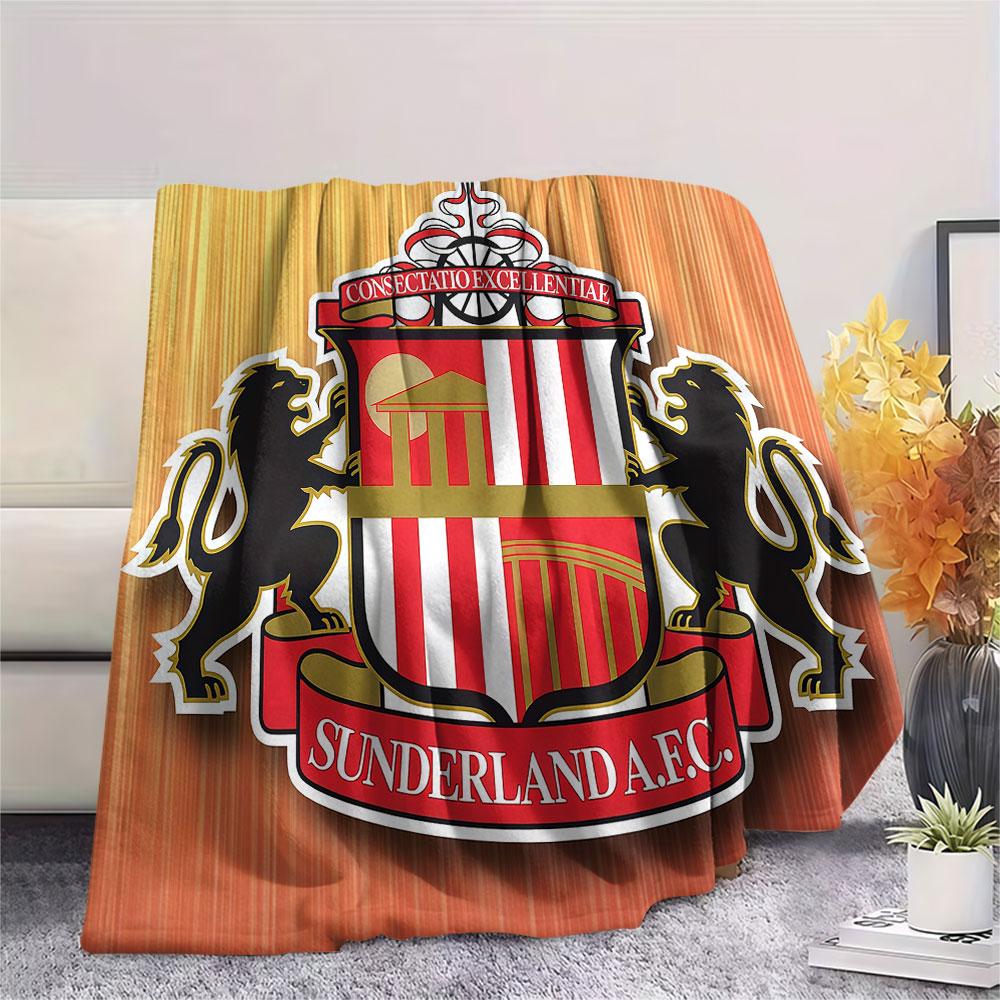 1PC Sunderland Association Football Club Patterned Flannel Blanket Suitable For All Seasons for Home Decor Warmth and Comfort Gifts Holiday Present