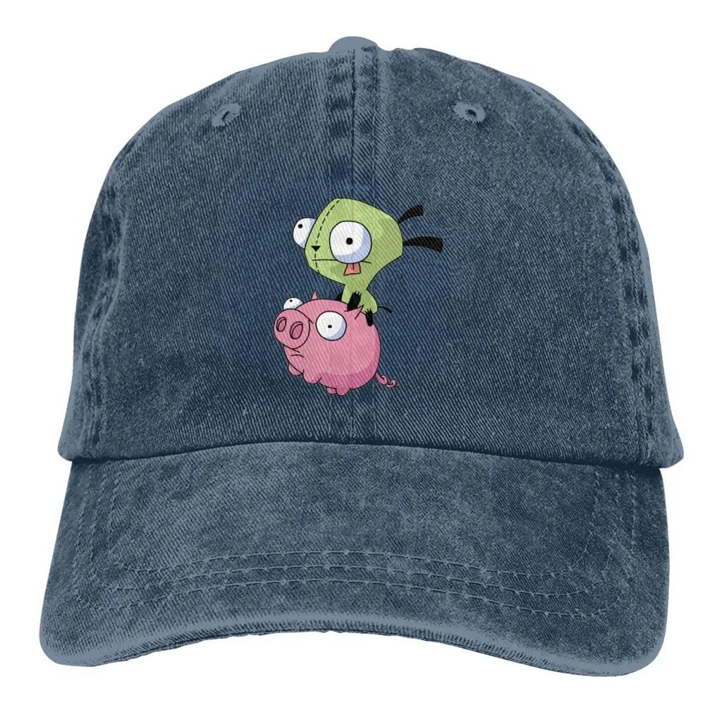 2026 Gir Riding A Pig Invader Zim Merch Unisex Baseball Cap Distressed Cotton Hats Cap Vintage Outdoor Summer Cap