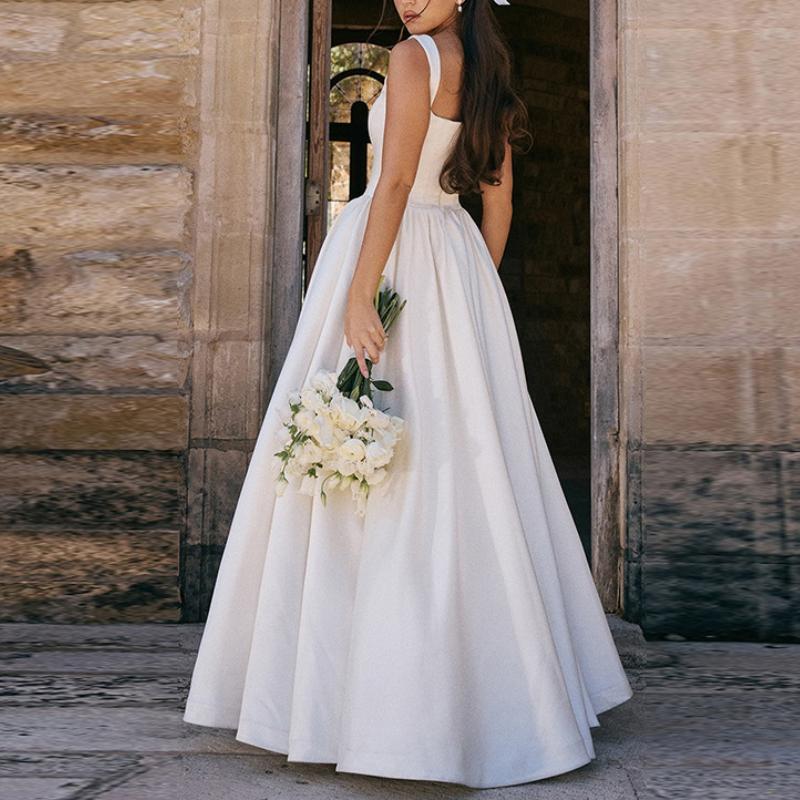 Vestido de outono europeu e americano para mulher, temperamento elegante, corte justo, cor sólida, linha A, comprimento [especificar comprimento, por exemplo, até ao joelho, longo]