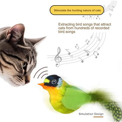 Yousheng 1 Set Cat Toy Interactive Realistic Bird Cat Toy Soft Plush Cat Teaser Toy with Natural Feathers And Sound Pet Supplies
