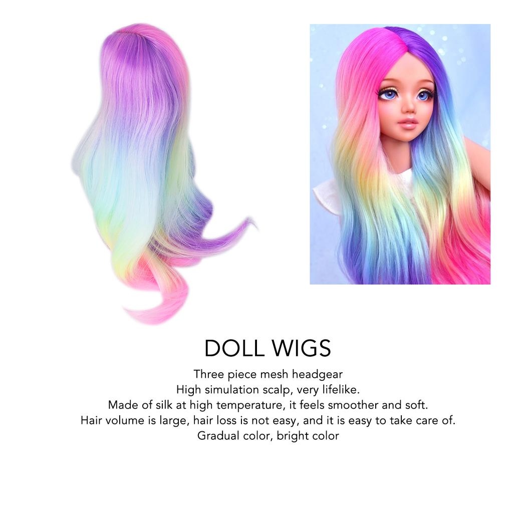 Joint Doll Wig Gradient Color High Simulation Soft Supple 1:3 Doll Wig for 21‑24cm Head Circumference Dolls