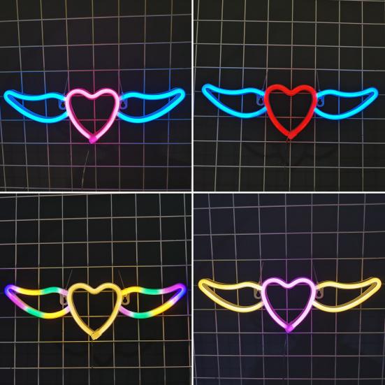 Flying Heart Neon Light Wings Design Kreativ form USB/batteridrevet neonskilt LED-lampe Festdekorasjon